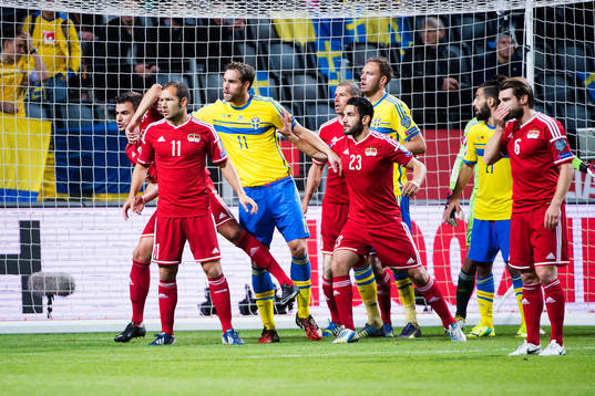 Sveriges Johan Elmander, Andreas Granqvist och Jimmy Durmaz