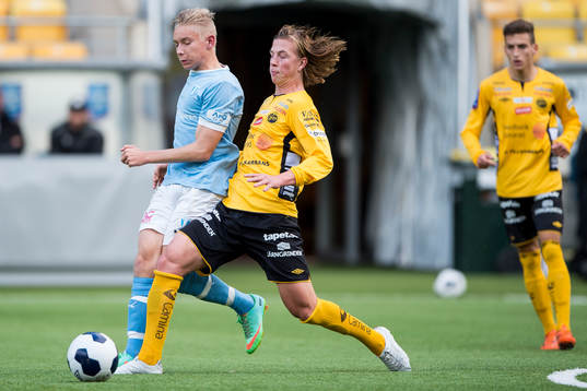 Malmö FFs Johan Brannefalk och Elfsborgs Simon Olsson