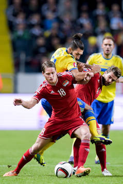 Sveriges Jimmy Durmaz och kamp med Liechtensteins Nicolas