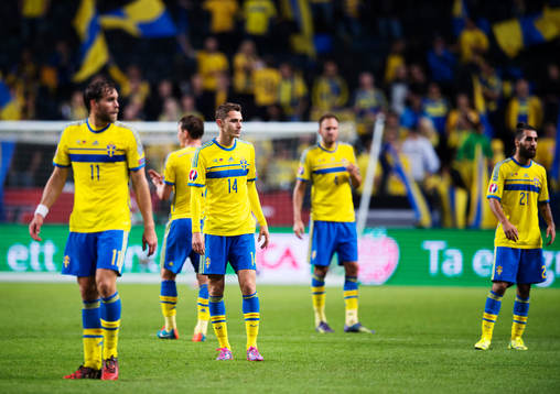 Sveriges Johan Elmander, Branimir Hrgota och Jimmy Durmaz