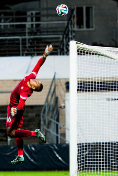 Frankrikes målvakt Alphonse Areola gör en räddning