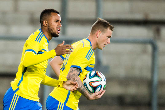 Sveriges Isaac Kiese Thelin och John Guidetti