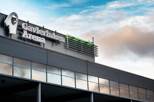 Skyltet till Gavlerinken Arena före ishockeymatchen i SHL