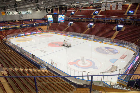 Isspolning i Tegera Arena före ishockeymatchen i SHL
