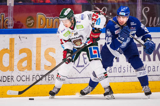 Frölundas  Elias Fälth och Leksands Tobias Forsberg