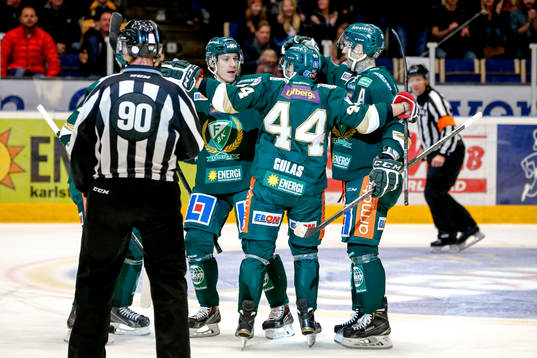 Färjestads Jesper Jensen jublar