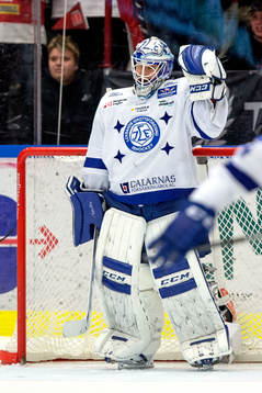 Leksands målvakt Oscar Alsenfelt jublar