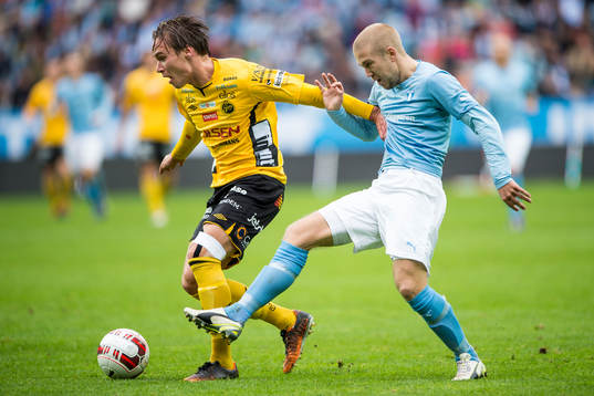Kamp mellan Elfsborgs Viktor Prodell och Malmö FFs Anton