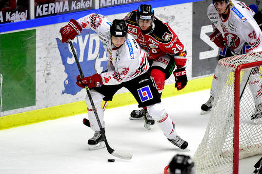 Vita Hästens Wilhelm Westlund och Malmö Redhawks Henrik