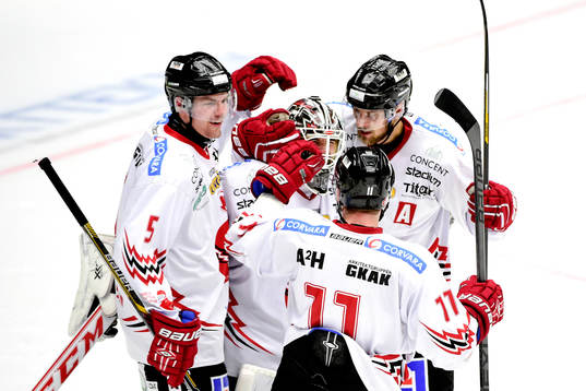 Joakim Petersson, Juha Uotila, Morgan Hassel och målvakt
