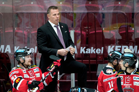 Malmö Redhawks tränare Mats Lusth i båset