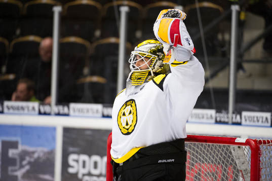 Brynäs målvakt Bernhard Starkbaum jublar