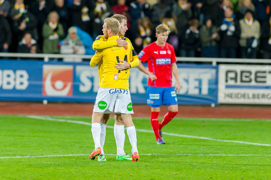 Falkenbergs Per Karlsson och Adam Eriksson jublar