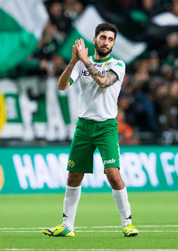 Hammarbys Nahir Besara tackar publiken