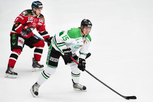 Rögles Jakob Lilja och Malmö Redhawks Sebastian Strandberg