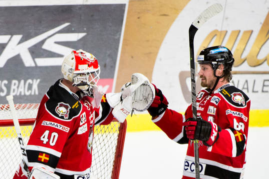 Malmö Redhawks målvakt Pontus Sjögren och Stefan Warg
