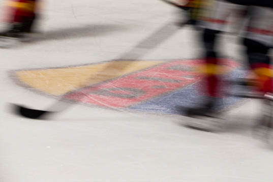 Djurgårdens emblem på isen innan ishockeymatchen i SHL