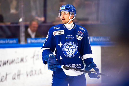 Leksands Robin Gartner före ishockeymatchen i SHL mellan