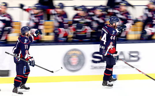 Linköpings Jonas Junland och Jacob Micflikier jublar