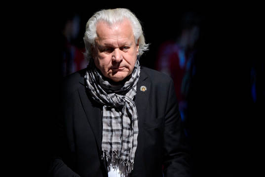 Frölundas ordförande Mats Grauers innan ishockeymatchen
