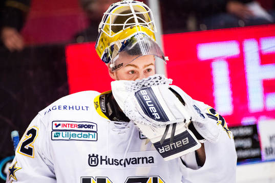 HV71s målvakt Gustaf Wesslau deppar