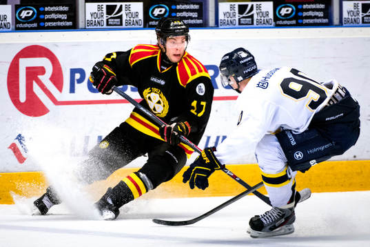 Brynäs Pathrik Westerholm och HV71s Ted Brithén