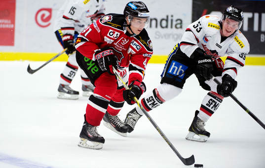 Malmö Redhawks Patrik Blomberg och Asplövens Nicolai
