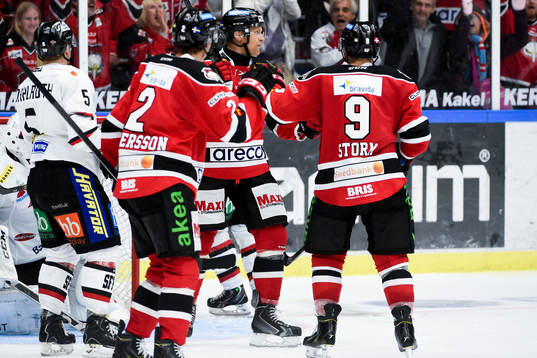 Malmö Redhawks Mathias Tjärnqvist (m) jublar