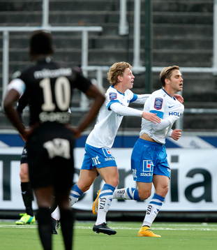 Norrköpings Alexander Fransson och målgörare Christoffer