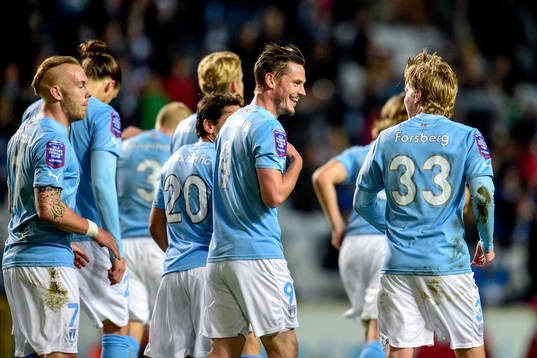 Malmö FFs Markus Rosenberg och Emil Forsberg jublar