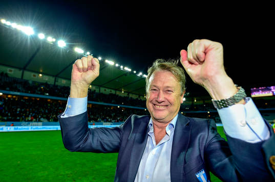 Malmö FFs tränare Åge Hareide jublar