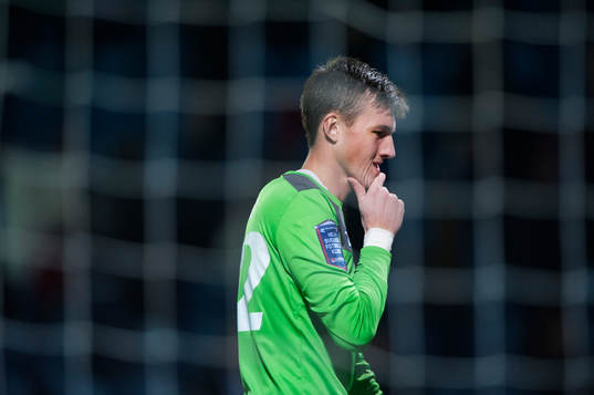 Helsingborgs målvakt Andreas Linde deppar i matchen i