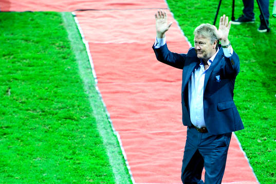 Malmö FFs tränare Åge Hareide jublar