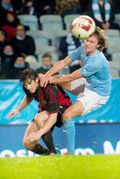 Brommapojkarnas Gabriel Petrovic och Malmö FFs Simon Thern
