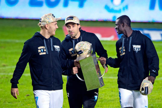 Malmö FFs Markus Halsti, Matias Concha och Enock Kofi Adu
