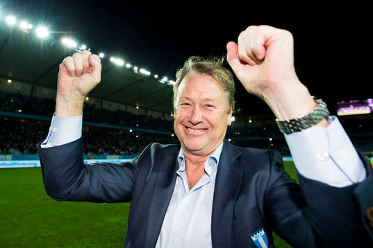 Malmö FFs tränare Åge Hareide jublar