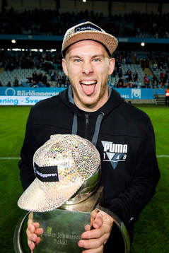 Malmö FFs Magnus Eriksson jublar med Lennart Johanssons