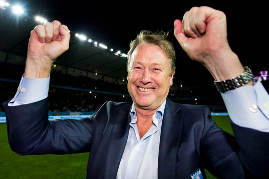 Malmö FFs tränare Åge Hareide jublar