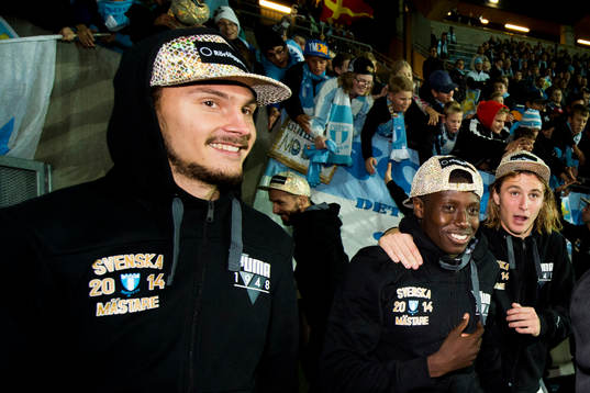 Malmö FFs Erik Johansson, Pa Konate och Pawel Cibicki är