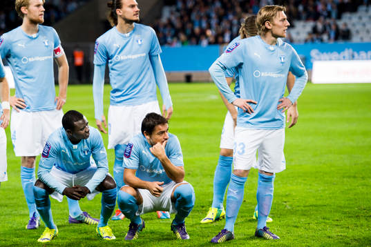 Malmö FFs Filip Helander, Enock Kofi Adu, Erik Johansson,