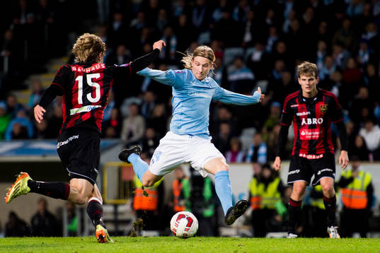 Malmö FFs Simon Kroon laddar för skott