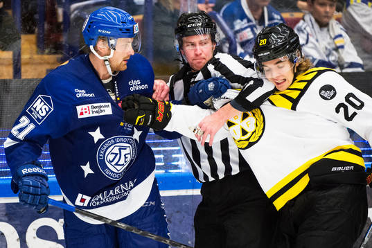 Leksands Mattias Ritola och Brynäs Adam Brodecki i bråk