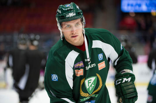 Färjestads Shawn Lalonde innan ishockeymatchen i SHL