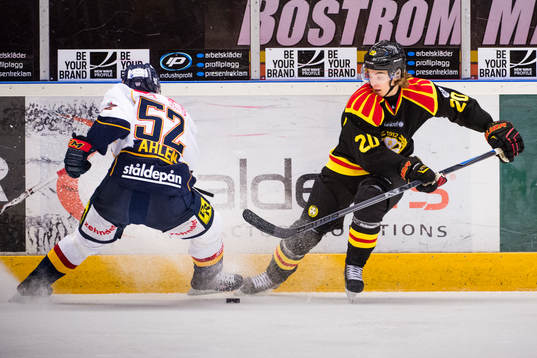 Djurgårdens Mikael Ahlén och Brynäs Adam Brodecki