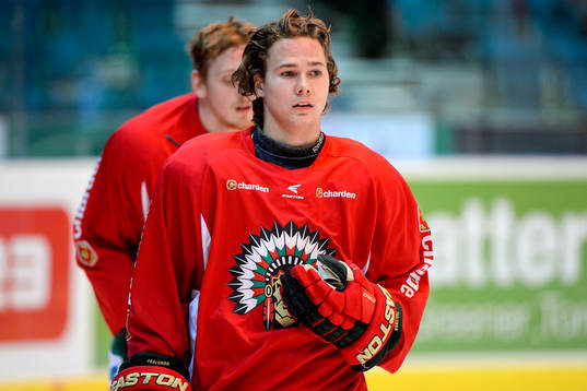 Frölundas Kim Roussakoff innan hockeymatchen i SHL mellan