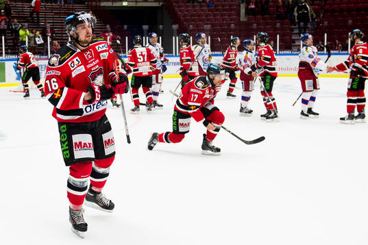 Malmö Redhawks Magnus Häggström och Mathias Tjärnqvist