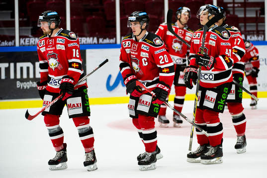 Malmö Redhawks Magnus Häggström, Henrik Hetta och Patrik