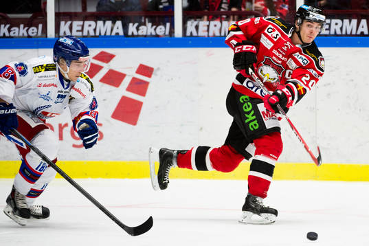 Malmö Redhawks Henrik Hetta och Oskarshamns Fredrik Styrman