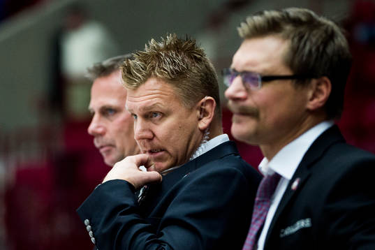 Malmö Redhawks tränare Mats Lusth, Jesper Mattsson och