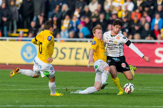 Falkenbergs Dan Keat och Mjällbys Lucas Grill